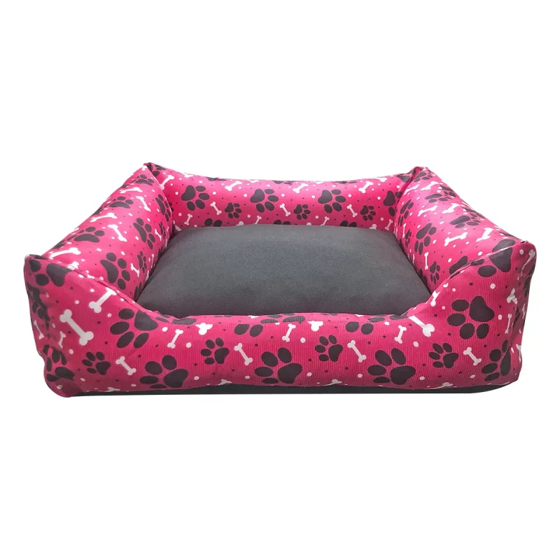 Cama para Cachorro Rosa Ossinhos e Patinhas